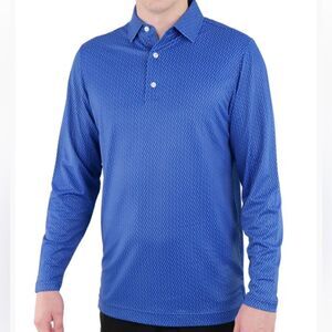 USA Palm Polo Pique Stretch Polo Long Sleeve Teal/Black L NWT IN PACKAGING